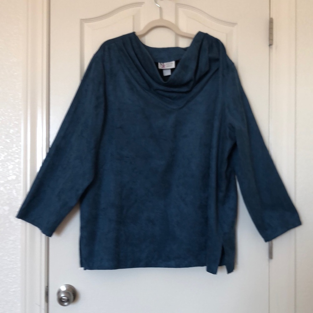 Maggie Sweet Woman’s 3X Blue Blouse Long Sleeve